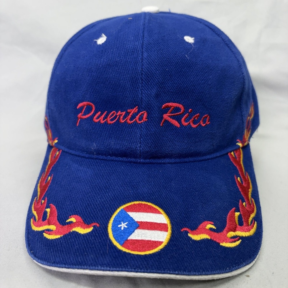 Unbranded Puerto Rico Baseball Hat Mens OSFM Blue Flame Embroidered Cap
